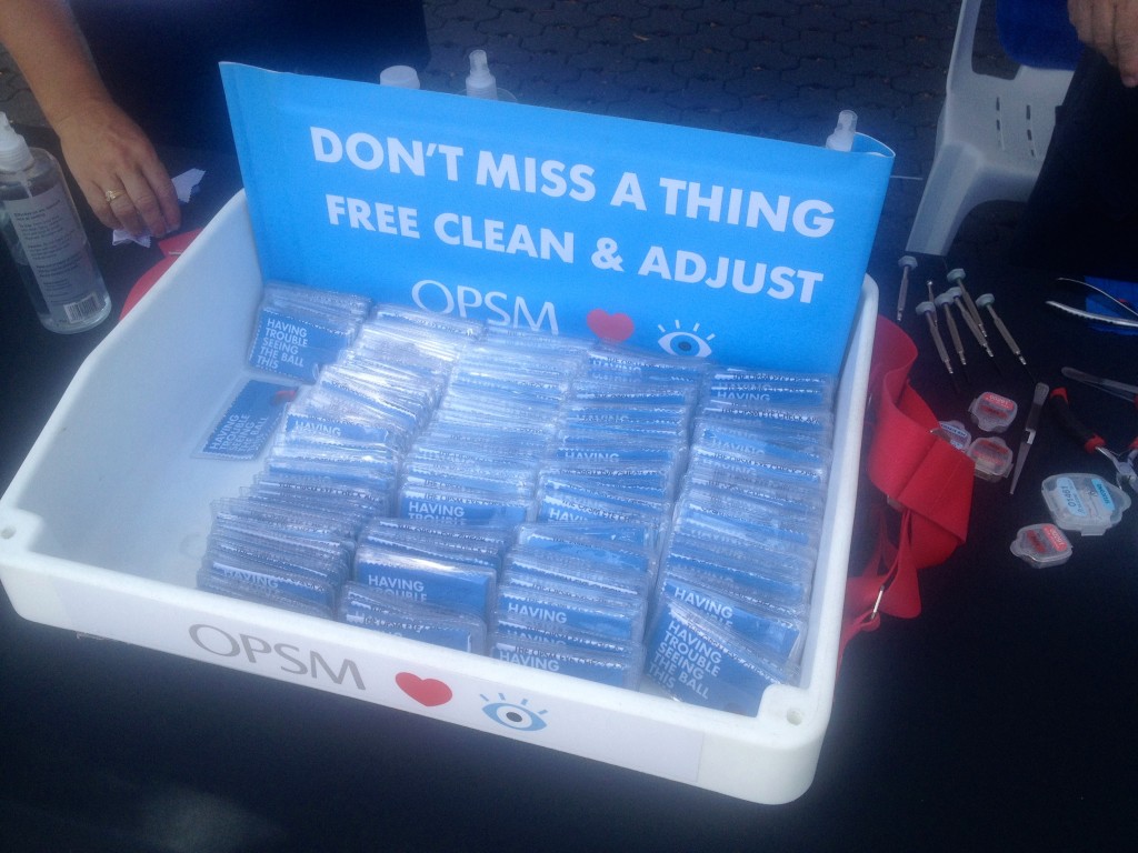 Free sunglass wipes from OPSM and sunglass wipe down