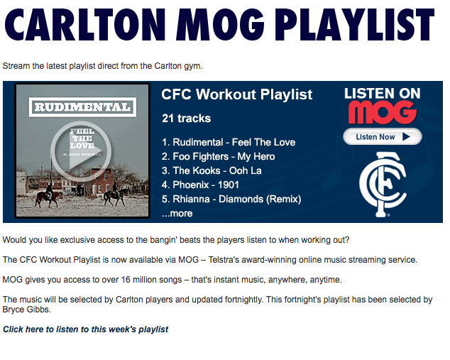 Carlton MOG Playlist