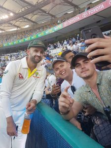 Australian cricket team engaging with fans